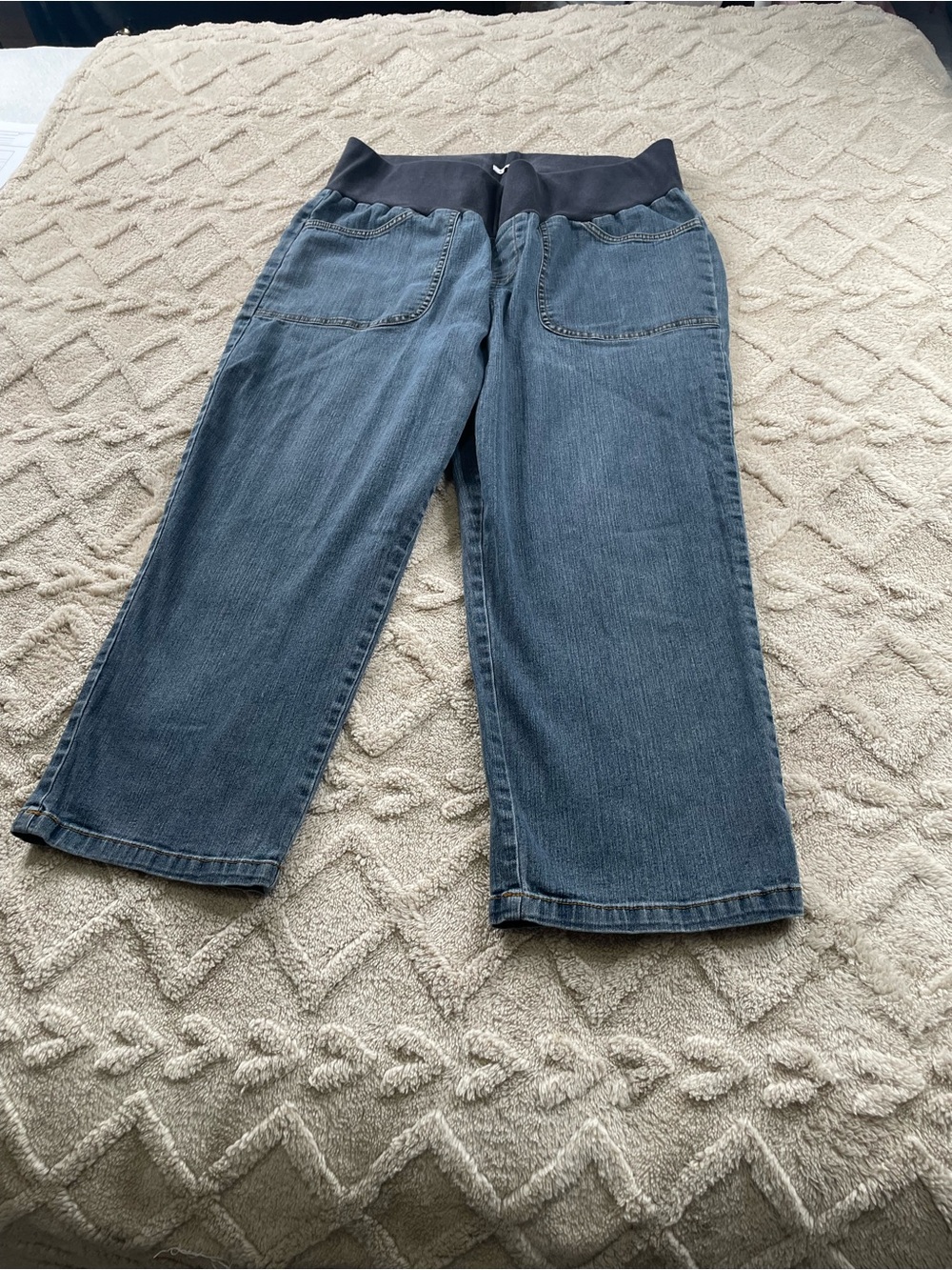 duo Maternity Stretch Denim Waistband Jeans in Blue Sz Large Weekender - Picture 1 of 10